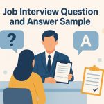 job interview question and answer sample in flat-style office illustration