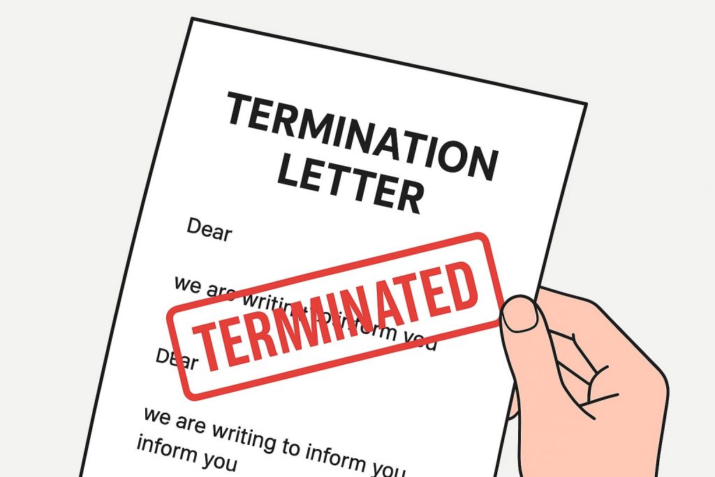 HR professional reviewing a letter of termination template