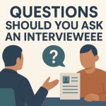 questions should you ask an interviewee shown with faceless figures in interview setup